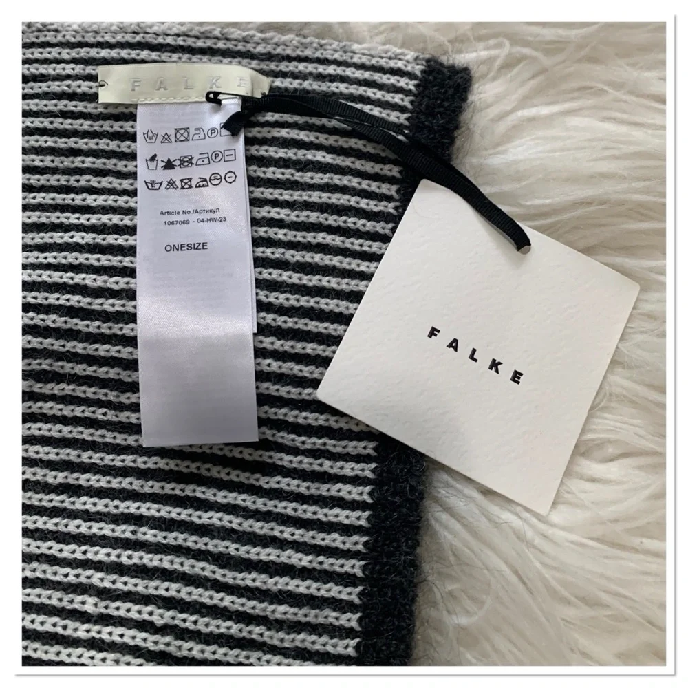 NWT Falke Knit Wool Mohair Monochrome Scarf One Size